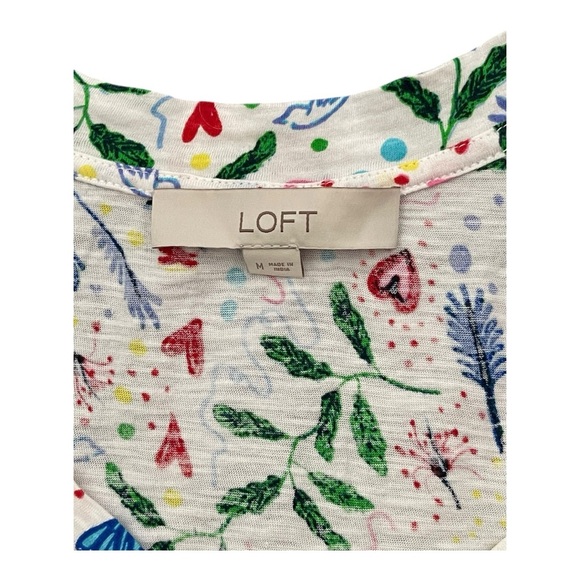 LOFT Blue and Pink Fitted Short Sleeve Blouse - Picture 5 of 9